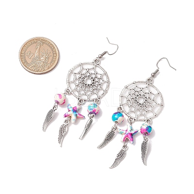 5Pairs 5 Colors Alloy & Synthetic Turquoise Chandelier Earrings EJEW-JE06339-02-1