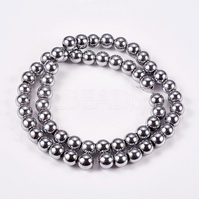 Electroplate Non-magnetic Synthetic Hematite Beads Strands G-J169A-8mm-02-1