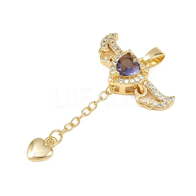 Brass Micro Pave Cubic Zirconia Pendants KK-B161-12G-03-1