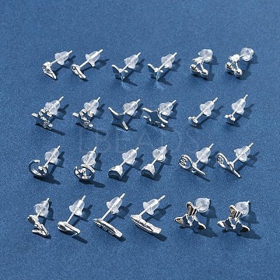 2 Pairs Alloy Stud Earrings for Women EJEW-FS0001-27B-1
