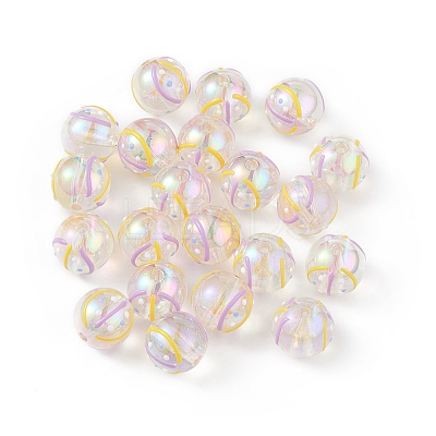 UV Plating Rainbow Iridescent Acrylic Enamel Beads LS-OACR-I003-15A-1