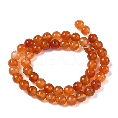 Round Natural Red Agate Bead Strands G-M257-8mm-26-1