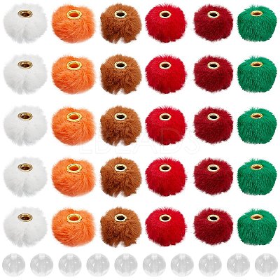 60Pcs 6 Colors Imitation Rabbit Hair European Beads FIND-PA0001-25-1