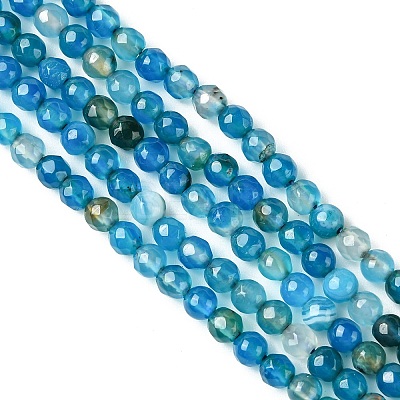 Natural Stripe Agate Beads Strands G-G581-4mm-05-1