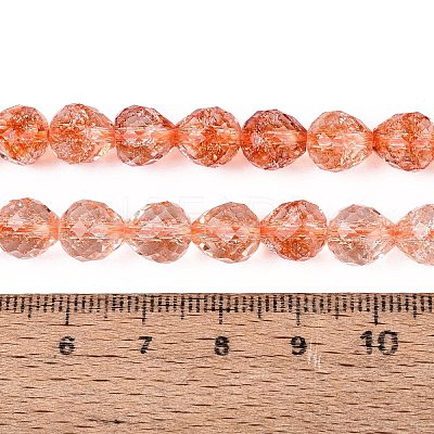 Crackle Transparent Glass Beads Strands GLAA-N068-04A-10-1