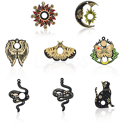 16Pcs 8 Styles Opaque Printed Acrylic Pendants OACR-SC0002-26-1