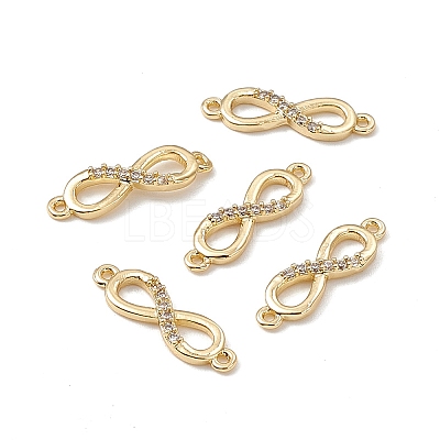 Brass Micro Pave Clear Cubic Zirconia Connector Charms KK-E068-VB388-1