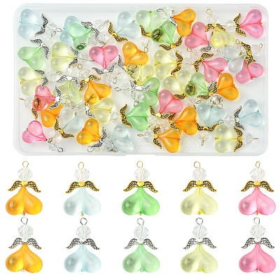 40Pcs 10 Colors Acrylic Glass Pendants PALLOY-FS00018-1