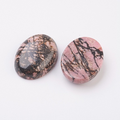 Natural Rhodonite Flat Back Cabochons X-G-G741-13x18mm-12-1