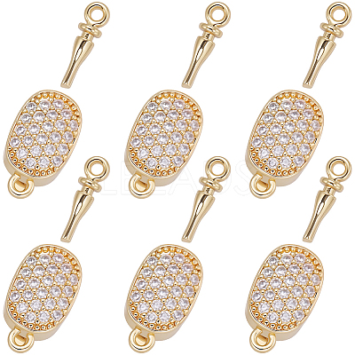 6Pcs Brass Micro Pave Clear Cubic Zirconia Box Clasps KK-BBC0019-66-1