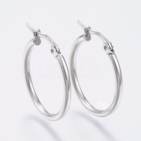 Tarnish Resistant 304 Stainless Steel Hoop Earrings X-EJEW-F105-08P-1