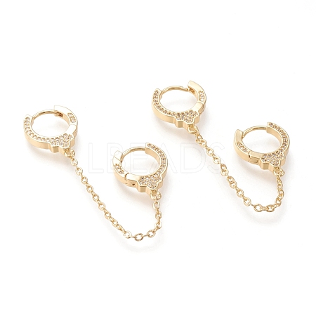 Brass Micro Pave Clear Cubic Zirconia Huggie Hoop Earrings X-EJEW-I251-09G-1