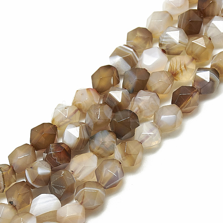 Natural Striped Agate/Banded Agate Beads Strands G-S300-92-8mm-1