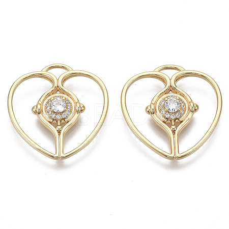 Brass Micro Pave Cubic Zirconia Pendants KK-R130-027G-NF-1