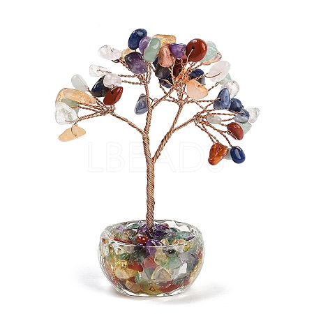 Natural Mixed Stone Chips Tree of Life Decorations DJEW-B013-01E-1