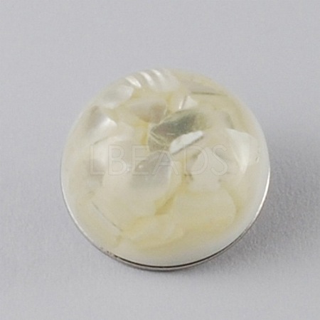 Flat Round Domed Platinum Plated Alloy Resin Jewelry Snap Buttons X-RESI-R076-1-1