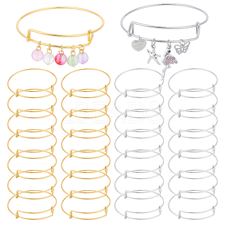 30Pcs 2 Colors Adjustable Iron Expandable Bangle Making BJEW-UN0001-63-1