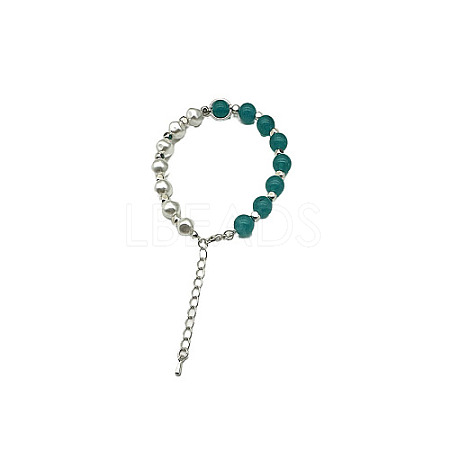 Dyed Natural White Chalcedony Round Beaded Bracelet NC1314-06-1