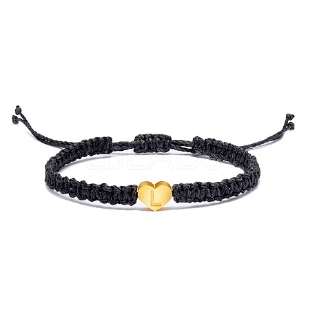 Alloy Heart with Letter Pattern Bead Braided Bead Bracelets FS-WGEB992-12-1
