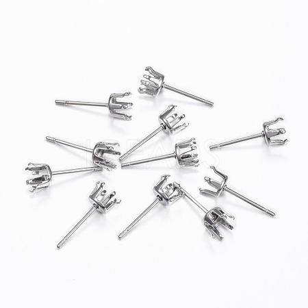 304 Stainless Steel Stud Earring Settings STAS-H376-97-1