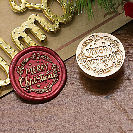 Merry Christmas Series Wax Seal Brass Stamp Head AJEW-M037-01G-05-1