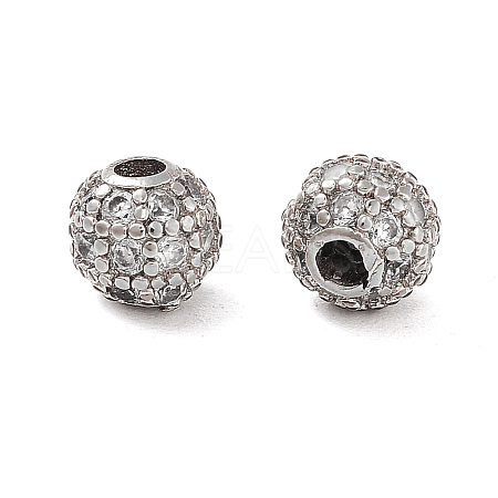 Round Brass Micro Pave Cubic Zirconia Beads ZIRC-N016-01P-4MM-1