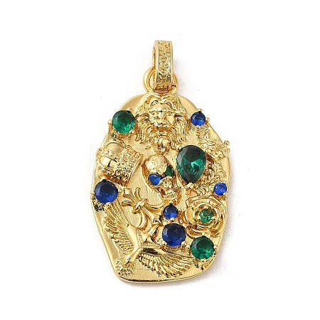 Rack Plating Brass Micro Pave Cubic Zirconia with Sea shell Pendants KK-Q795-15C-G-1