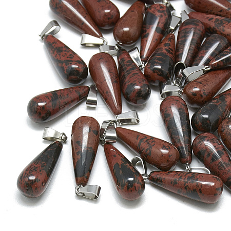 Natural Mahogany Obsidian Pendants G-T081-09-1