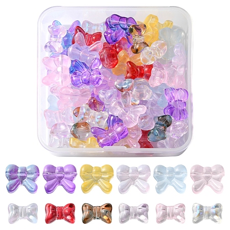 60Pcs 12 Style Transparent Spray Painted Glass Beads GLAA-FS0001-49-1