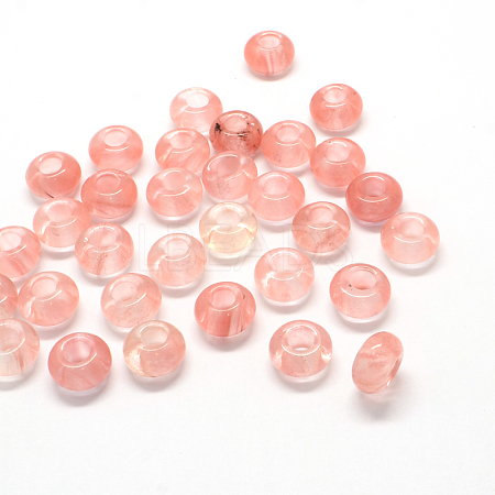 Cherry Quartz Glass European Large Hole Beads G-Q442-17-1