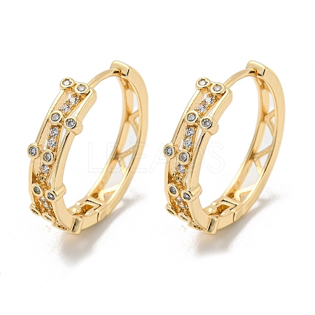 Brass Micro Pave Clear Cubic Zirconia Hoop Earrings EJEW-E295-14KCG-1