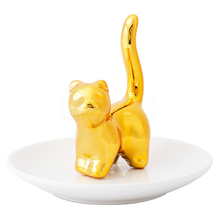 Ceramic Cat Shaped Ring Holders AJEW-WH0282-52-1