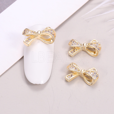 Bowknot Brass Micro Pave Clear Cubic Zirconia Cabochons MRMJ-T015-36LG-1