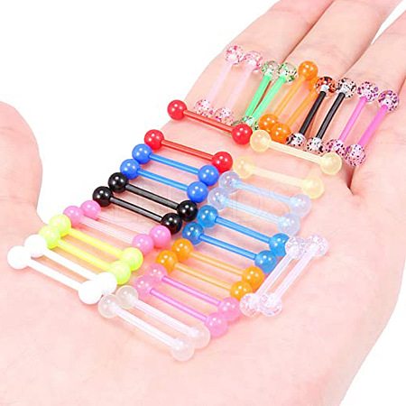 36Pcs Glow in the Dark Acrylic Straight Barbell Tongue Rings Set FS-WG0C136-01-1