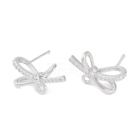 Left and Right Brass Pave Clear Cubic Zirconia Stud Earring Findings KK-F875-02P-1