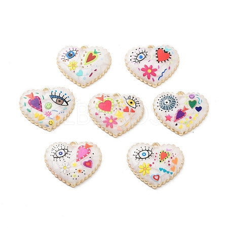 Rack Plating Alloy Enamel Pendants FIND-C050-13G-1