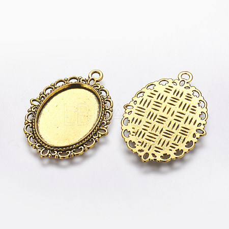 Zinc Alloy Pendant Settings for Cabochon & Rhinestone PALLOY-A15257-AG-FF-1