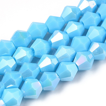 Opaque Solid Color Electroplate Glass Beads Strands EGLA-A039-P6mm-B12-1