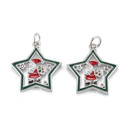 Christmas Themed Brass Micro Pave Cubic Zirconia Pendants ZIRC-L101-05P-1