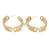 Brass Micro Pave Clear Cubic Zirconia Half Hoop Earrings EJEW-L234-031G-1