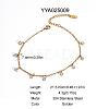 Elegant 304 Stainless Steel Pave Clear Cubic Zirconia Flat Round Charm Anklets HM7489-7-2