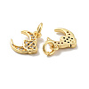Moon with Cloud Brass Micro Pave Clear Cubic Zirconia Charms KK-G425-18G-2