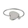 304 Stainless Steel Blank Bangle Bases with Heart Tray STAS-Z088-01P-01-2