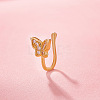 Butterfly Brass Micro Pave Clear Cubic Zirconia Clip on Nose Rings WGE7DEE-01-2