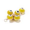 Brass Wire Wrapped Handmade Evil Eye Lampwork Pendants PALLOY-TA00036-02-2