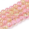 Spray Painted Crackle Glass Beads Strands CCG-Q002-8mm-03-1