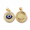 Rack Plating Real 18K Gold Plated Brass Micro Pave Clear Cubic Zirconia Pendants ZIRC-L102-07G-10-1