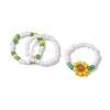 3Pcs 3 Style Glass Seed Beaded Stretch Rings RJEW-JR00658-3