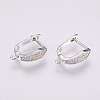 Brass Micro Pave Cubic Zirconia Hoop Earring Findings with Latch Back Closure ZIRC-K075-35P-1