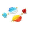 304 Stainless Steel & Glass Cylinder Seed Beads & Glass Pendnats PALLOY-MZ01446-2